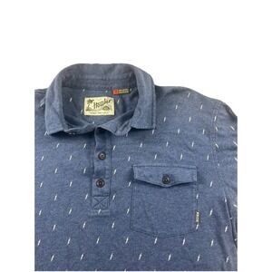Howler Bros Polo Lightning Bolt AOP Shirt Short Sleeve Blue Mens Medium